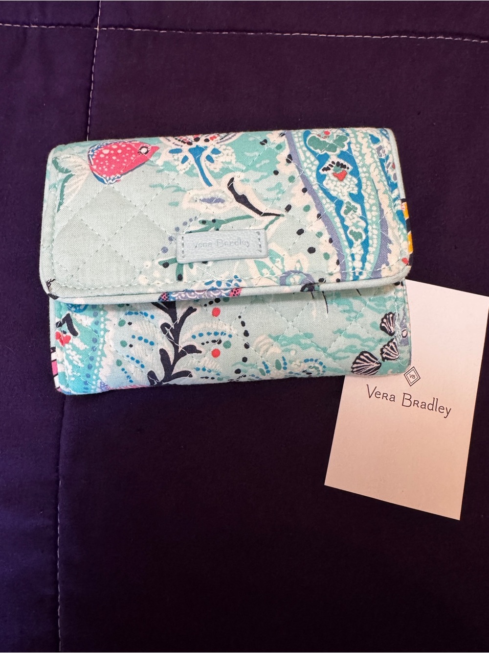 Vera Bradley RFID Riley Compact Wallet in the Paisley Wave Pattern NWT